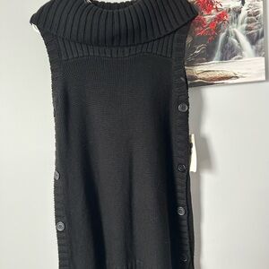 Black Sleeveless Turtleneck Sweater